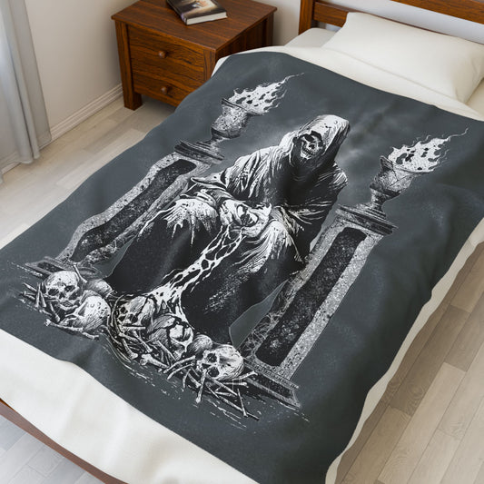Gothic Velveteen Plush Blanket - World in my Hands by Dead World Clothing