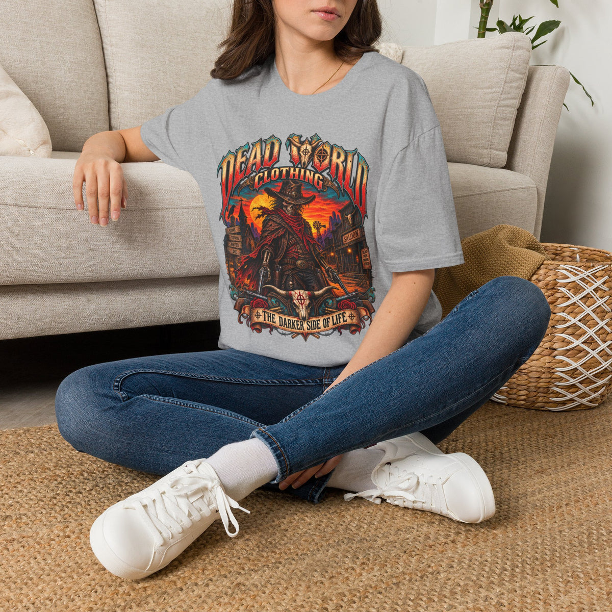 Graphic T-Shirt — "Dead World Clothing" Desert Outlaw Sunset Tee