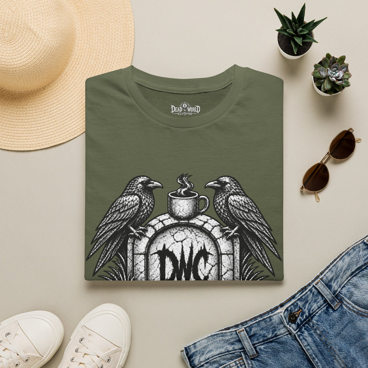 Apocalypse Coffee T-Shirt — "First Coffee, Then The Apocalypse" Raven Graveyard Tee