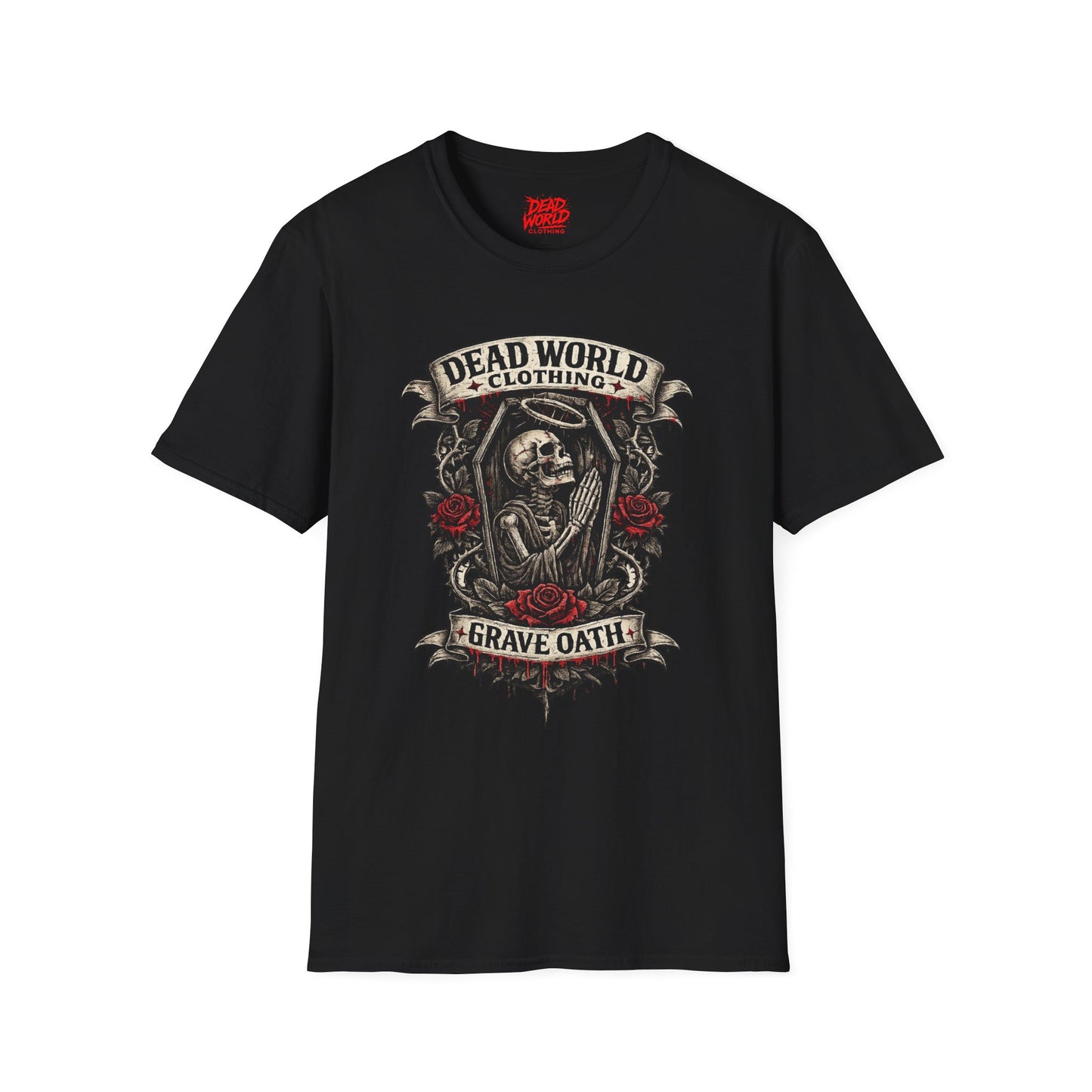Dead World Clothing "Grave Oath" T-Shirt - Skeleton & Roses Gothic Tee