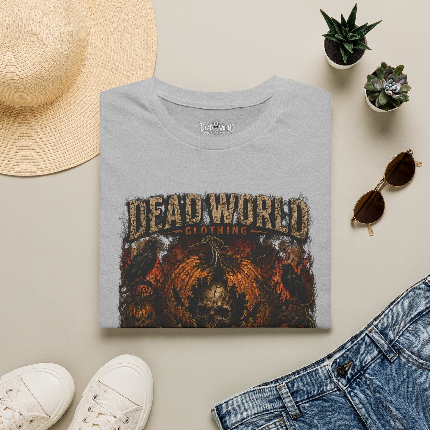 Dead World Clothing 'Rotten Harvest' Graphic T-Shirt — Grunge Skull Pumpkin Tee