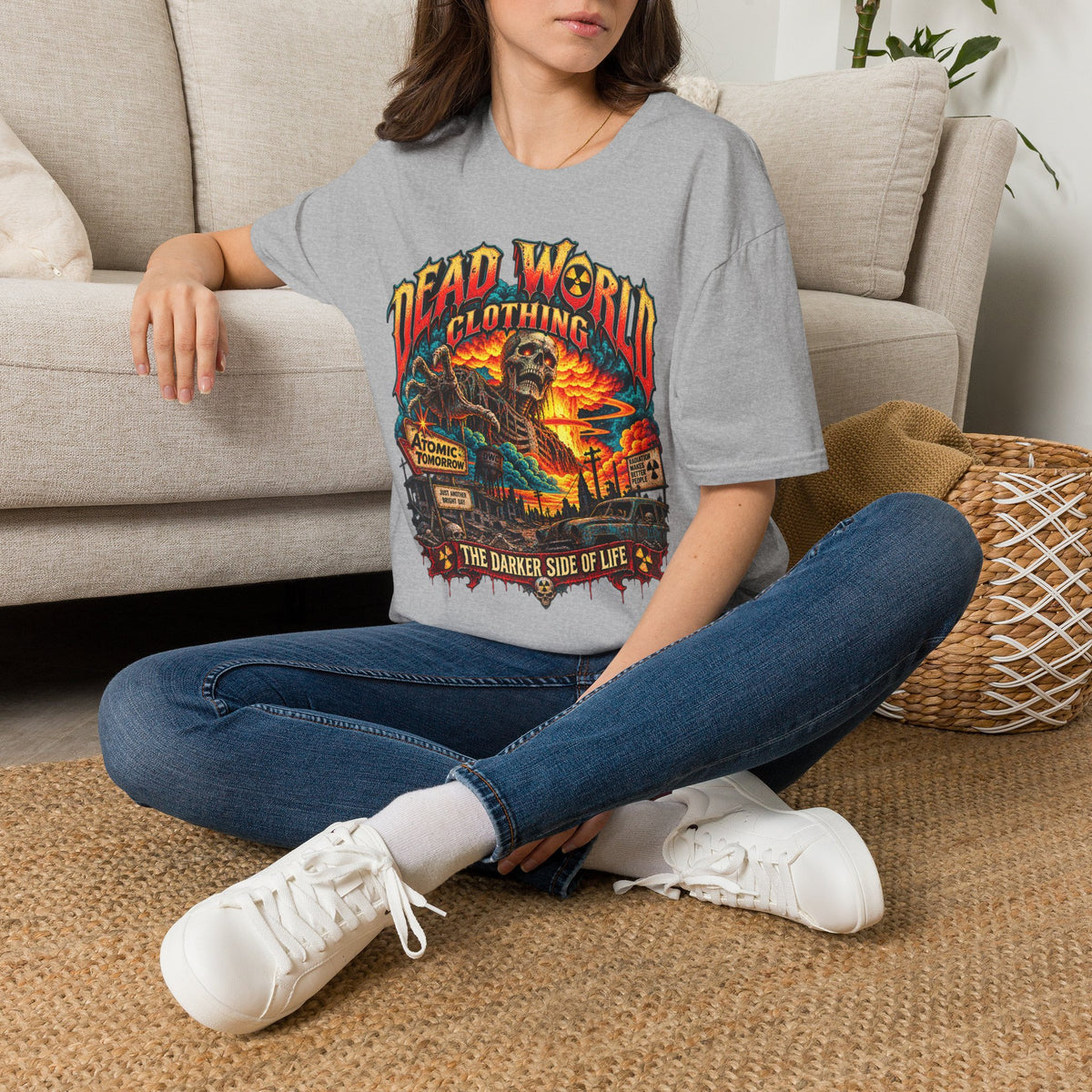 Graphic T-Shirt — 'Dead World Clothing' Skull Sunset Design
