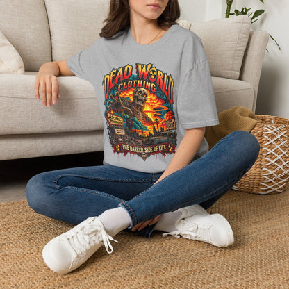 Graphic T-Shirt — 'Dead World Clothing' Skull Sunset Design
