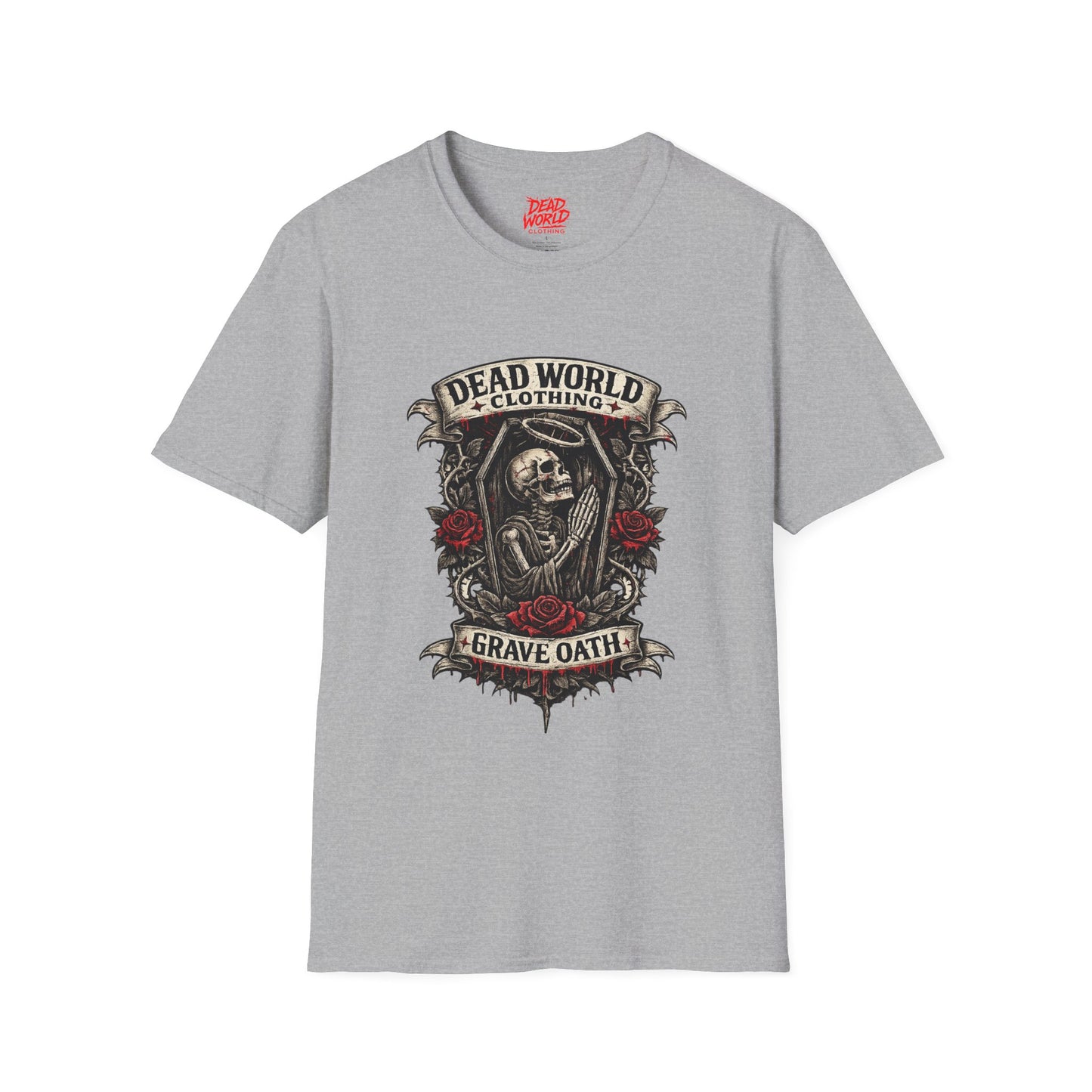 T-Shirt — Dead World Clothing Skull & Rose Graphic (Grave Oath)
