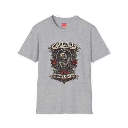 T-Shirt — Dead World Clothing Skull & Rose Graphic (Grave Oath)