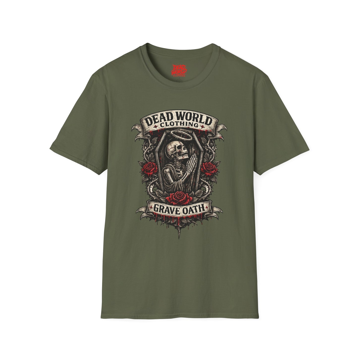 Dead World Clothing "Grave Oath" T-Shirt - Skeleton & Roses Gothic Tee