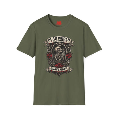 Dead World Clothing "Grave Oath" T-Shirt - Skeleton & Roses Gothic Tee