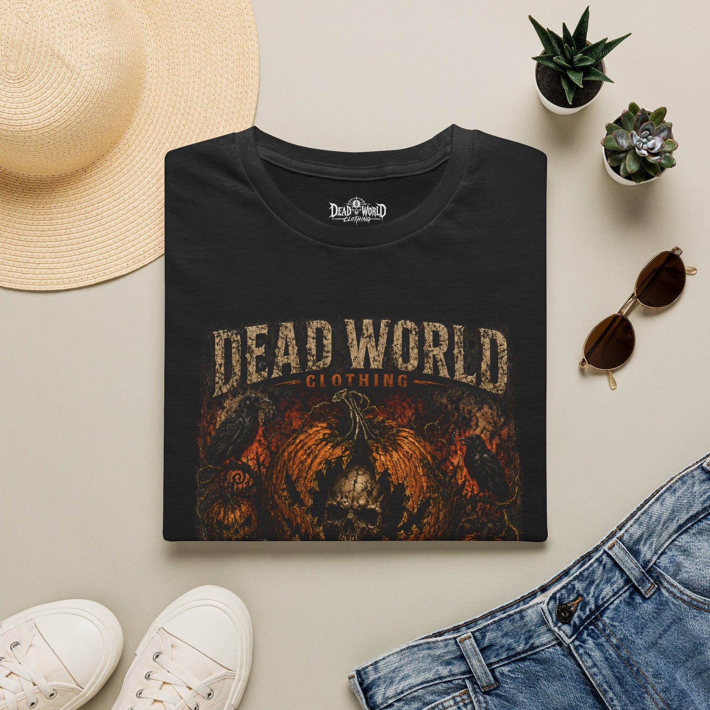 Dead World Clothing 'Rotten Harvest' Graphic T-Shirt — Grunge Skull Pumpkin Tee