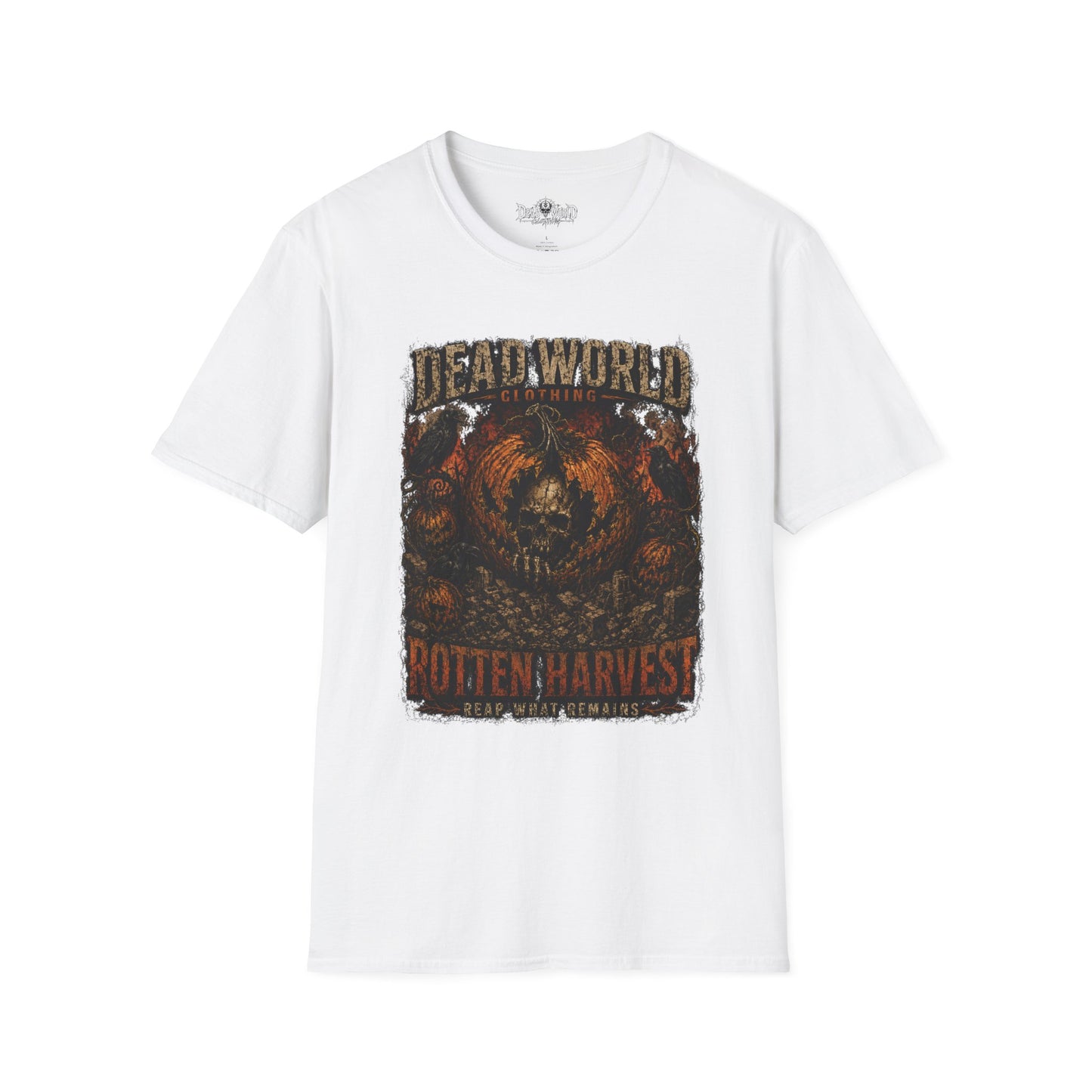 Dead World Clothing 'Rotten Harvest' Graphic T-Shirt — Grunge Skull Pumpkin Tee