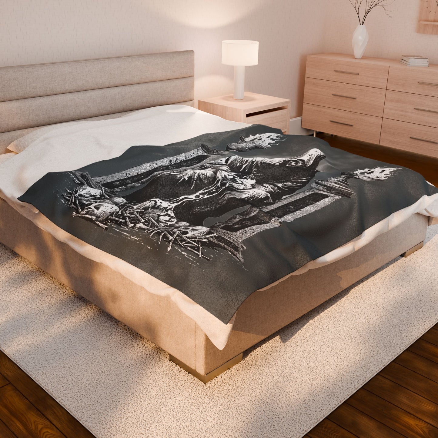 Gothic Velveteen Plush Blanket - World in my Hands by Dead World Clothing