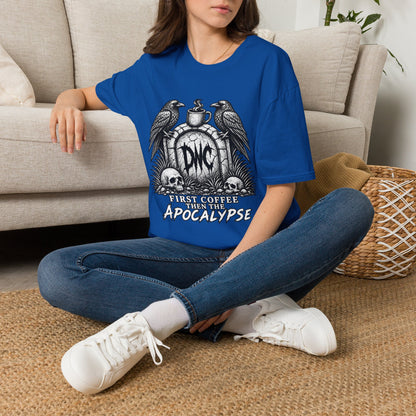 Apocalypse Coffee T-Shirt — "First Coffee, Then The Apocalypse" Raven Graveyard Tee