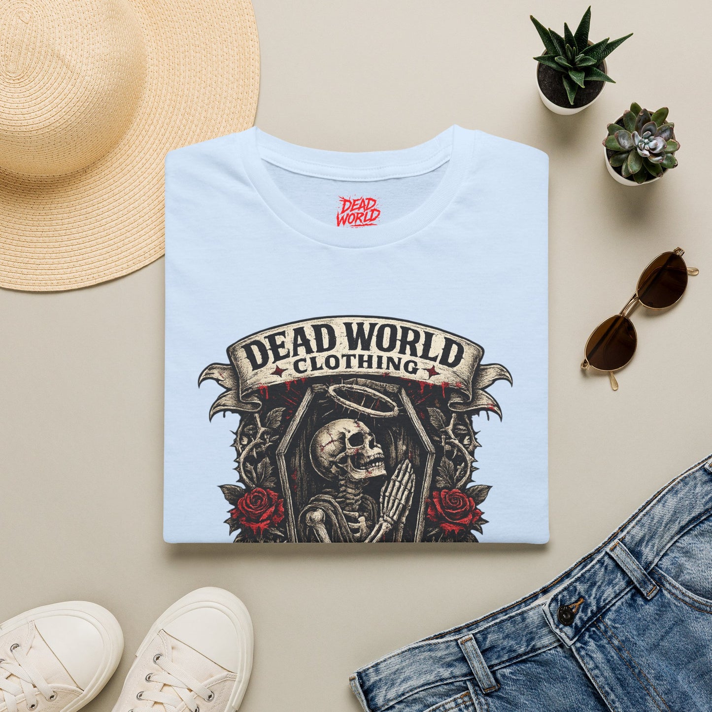 Dead World Clothing "Grave Oath" T-Shirt - Skeleton & Roses Gothic Tee