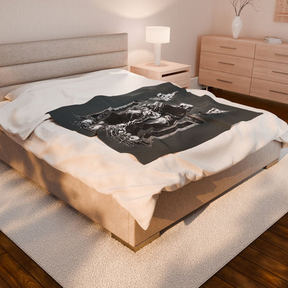Gothic Velveteen Plush Blanket - World in my Hands by Dead World Clothing