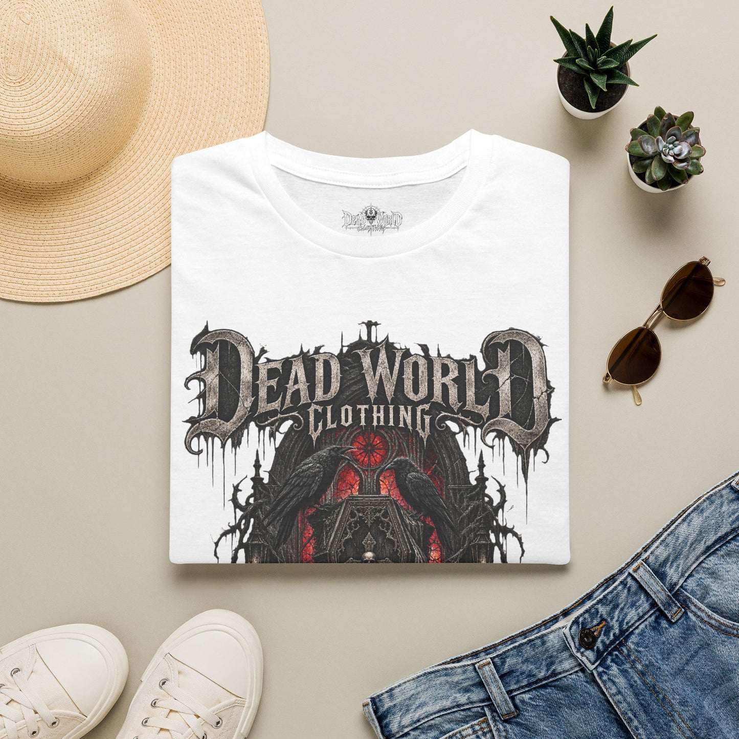 Dead World Clothing Graphic T-Shirt — Gothic Horror Skull Design