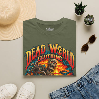 Graphic T-Shirt — 'Dead World Clothing' Skull Sunset Design