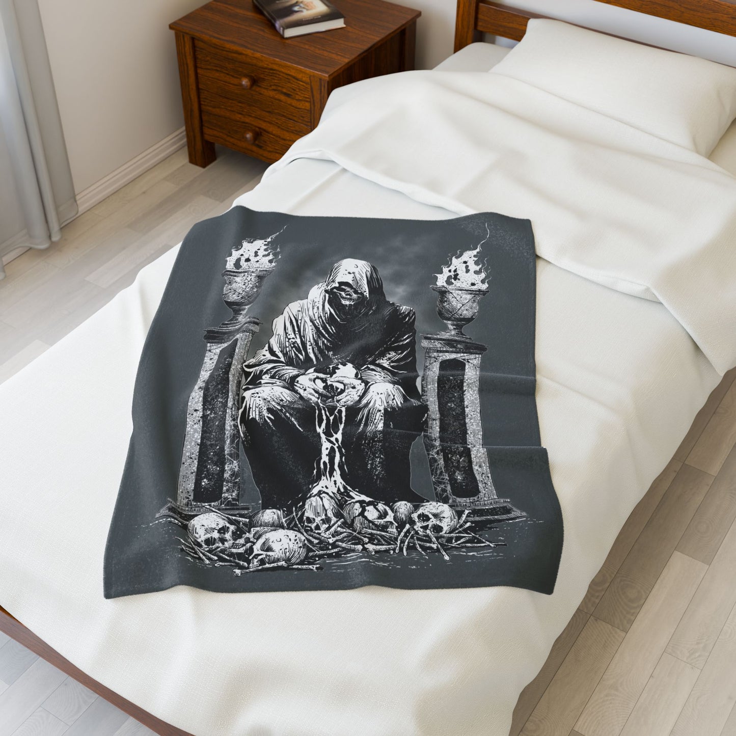 Gothic Velveteen Plush Blanket - World in my Hands by Dead World Clothing