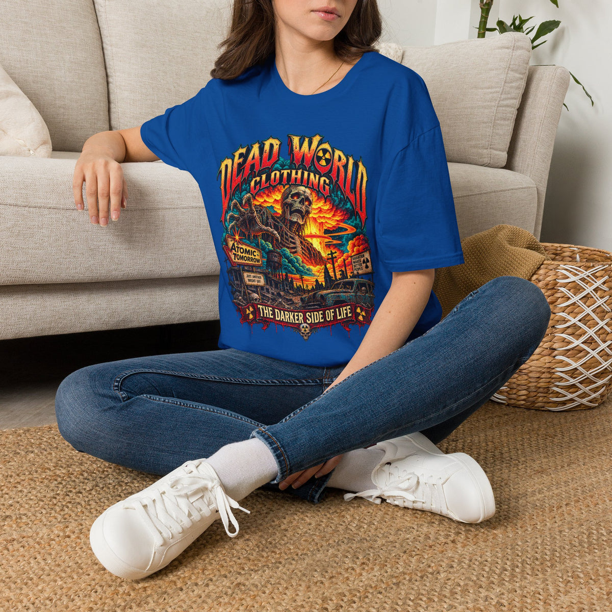 Graphic T-Shirt — 'Dead World Clothing' Skull Sunset Design