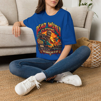 Graphic T-Shirt — 'Dead World Clothing' Skull Sunset Design