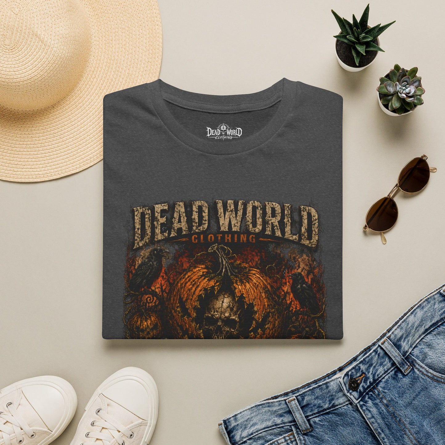 Dead World Clothing 'Rotten Harvest' Graphic T-Shirt — Grunge Skull Pumpkin Tee