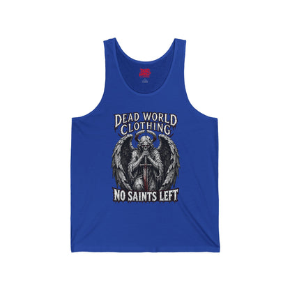 No Saints Left Tank Top — Gothic Angel Skull Graphic Muscle Tee