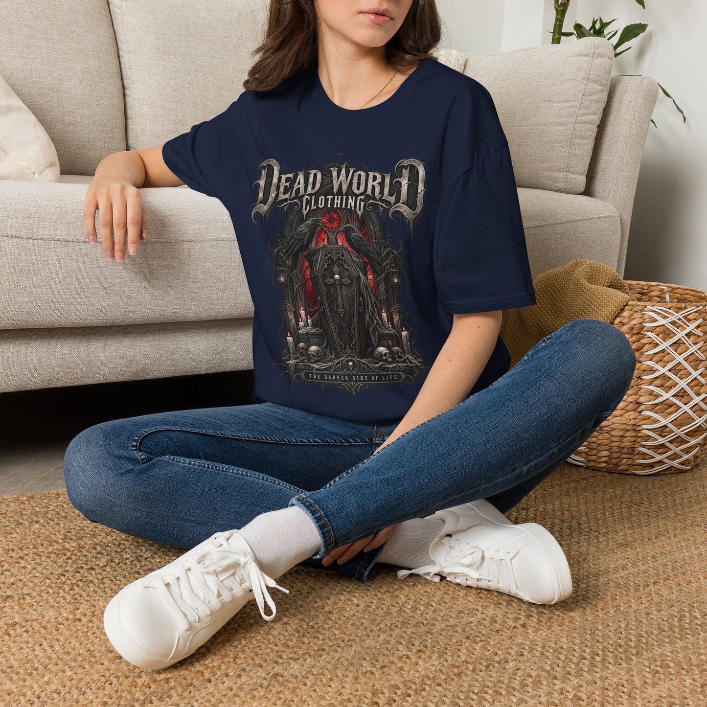 Dead World Clothing Graphic T-Shirt — Gothic Horror Skull Design