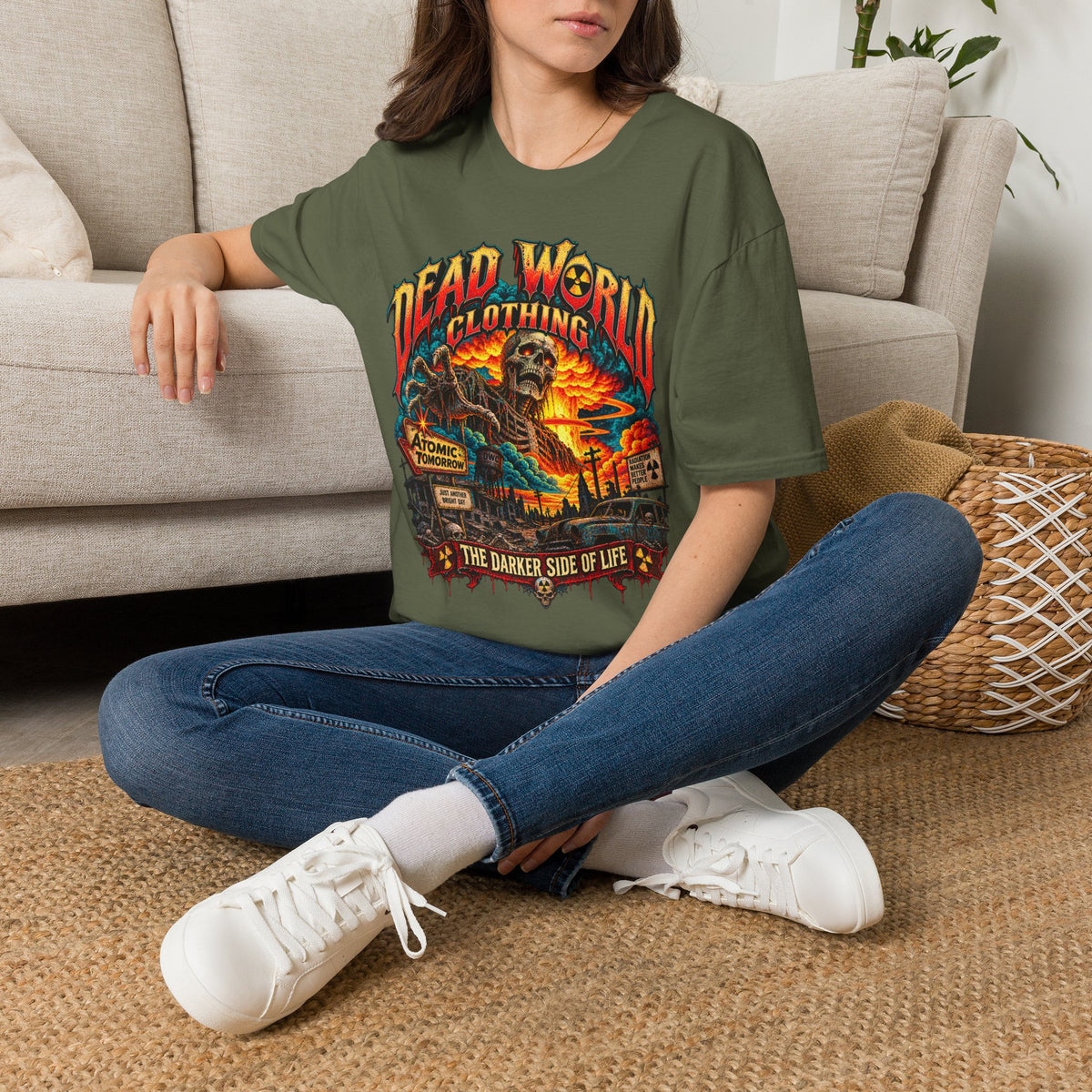 Graphic T-Shirt — 'Dead World Clothing' Skull Sunset Design