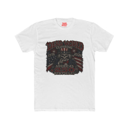 Crew Tee — Dead World Clothing 'America's 250th Birthday' Skull Flag Graphic