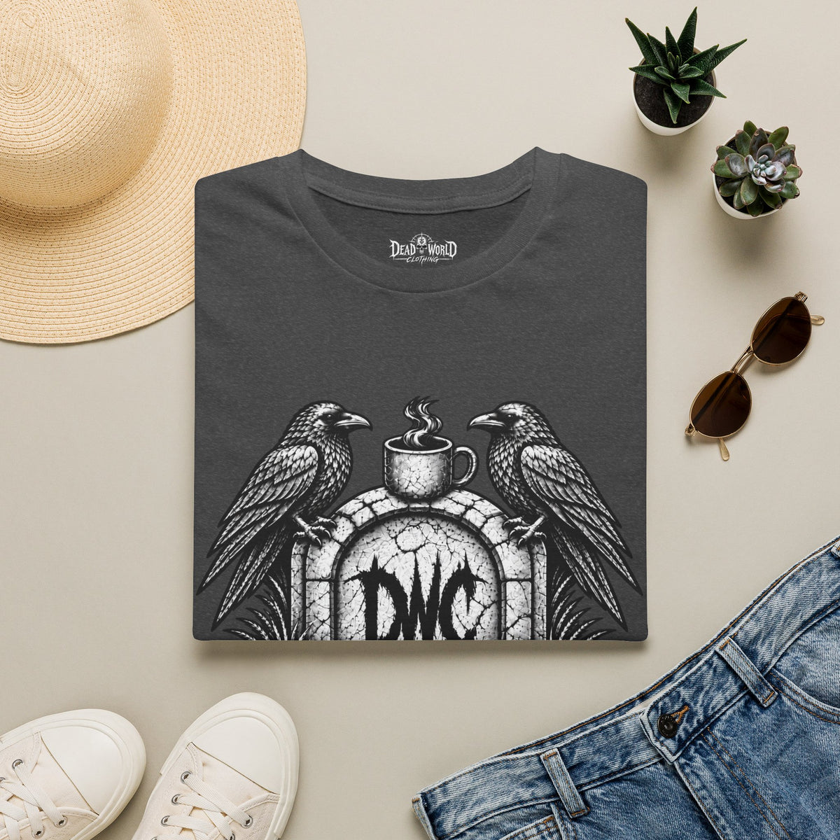 Apocalypse Coffee T-Shirt — "First Coffee, Then The Apocalypse" Raven Graveyard Tee