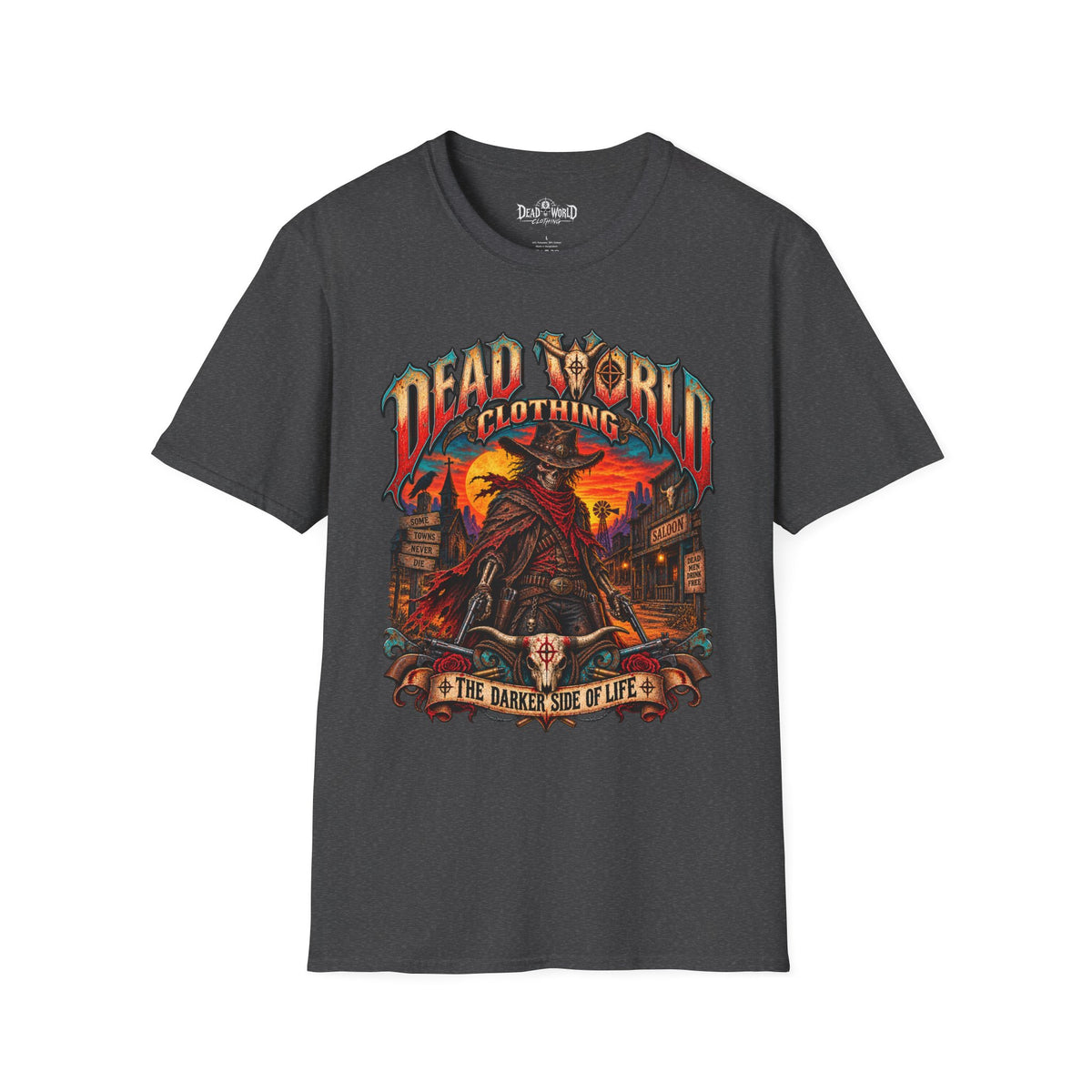 Graphic T-Shirt — "Dead World Clothing" Desert Outlaw Sunset Tee