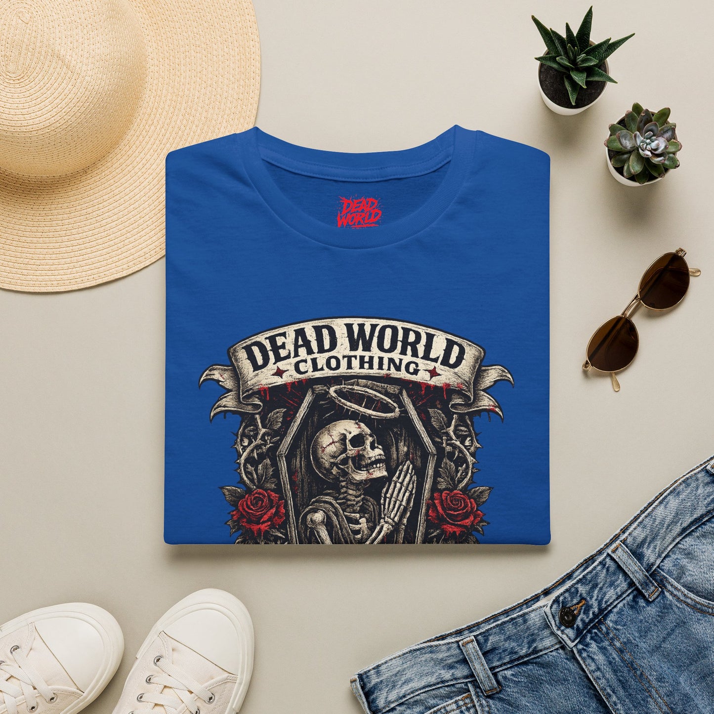 Dead World Clothing "Grave Oath" T-Shirt - Skeleton & Roses Gothic Tee