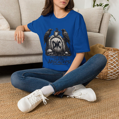 Apocalypse Coffee T-Shirt — "First Coffee, Then The Apocalypse" Raven Graveyard Tee
