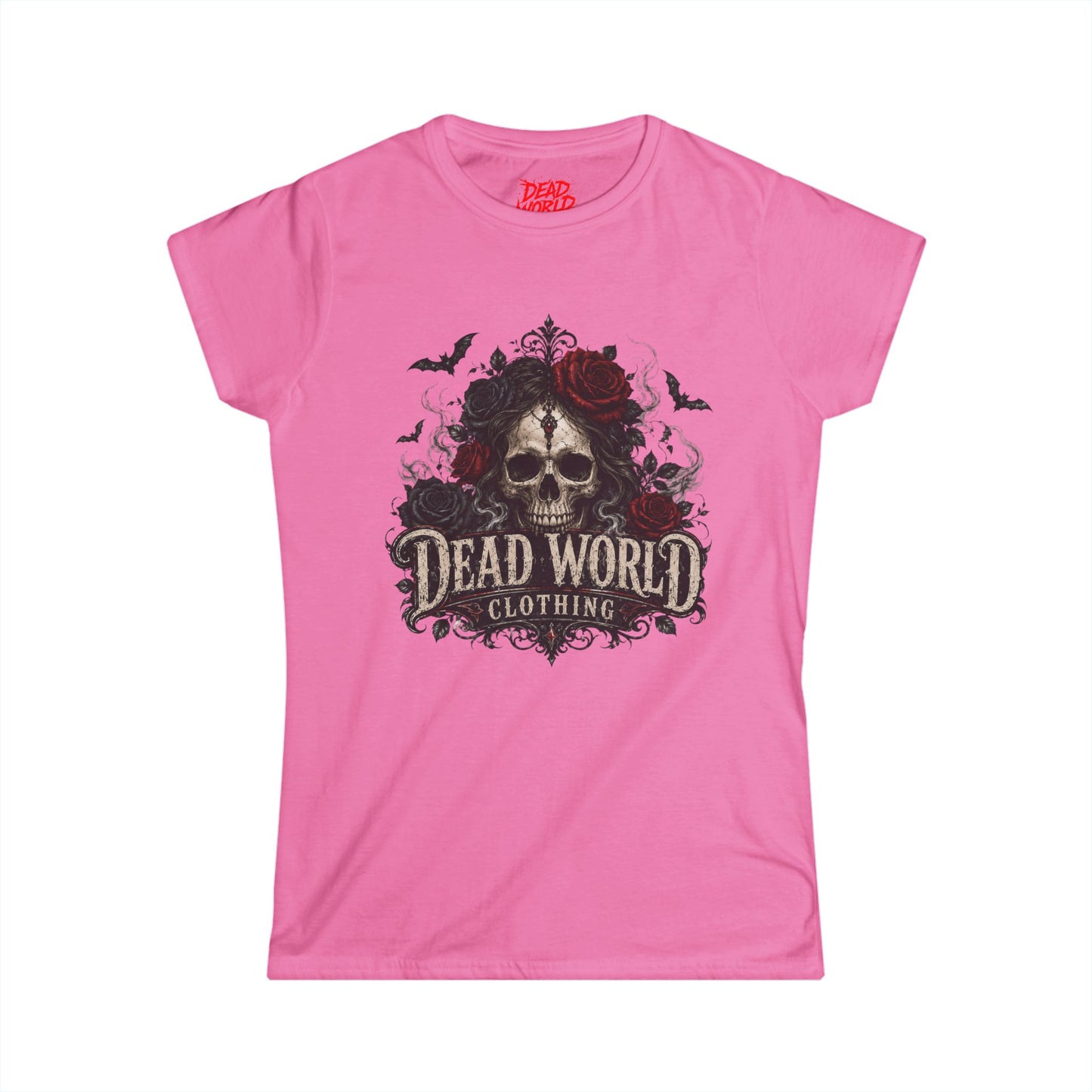 Dead World Clothing Skull Tee — Women's Gothic Skull & Rose Graphic T-Shirt
