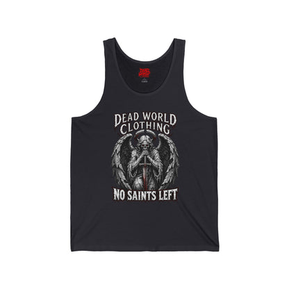 No Saints Left Tank Top — Gothic Angel Skull Graphic Muscle Tee