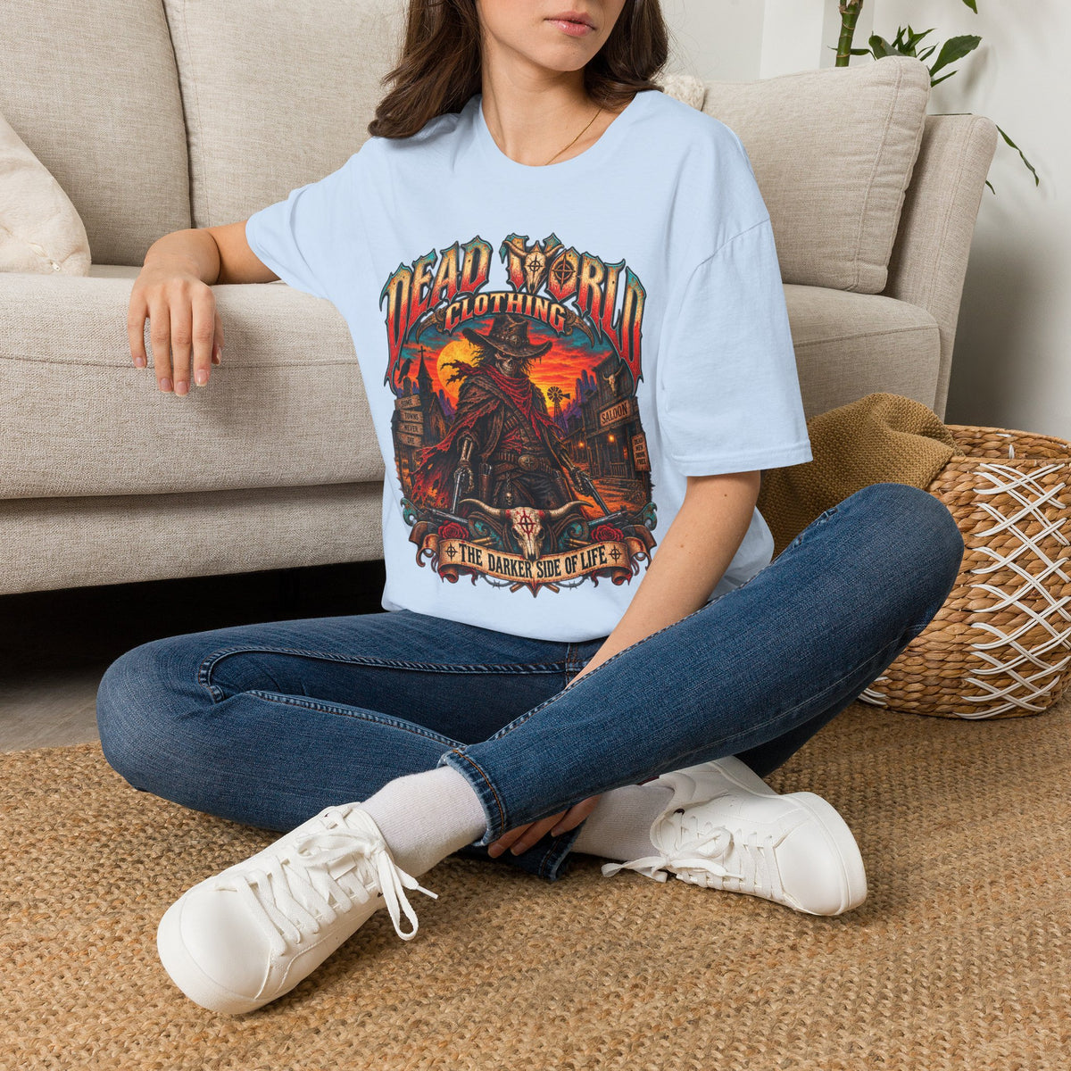 Graphic T-Shirt — "Dead World Clothing" Desert Outlaw Sunset Tee
